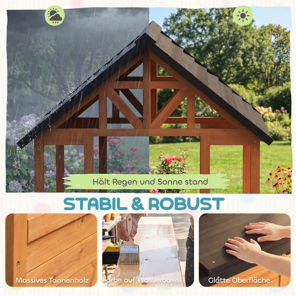 SPIELHAUS Tannenholz Metall Braun - Hellbraun, Holz (112.5/139.7/166.3cm) - AIYAPLAY