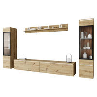 WOHNWAND Vera II mit weißer LED Beleuchtung - Eiche Artisan, Holzwerkstoff (30/130/33cm) - MIRJAN24