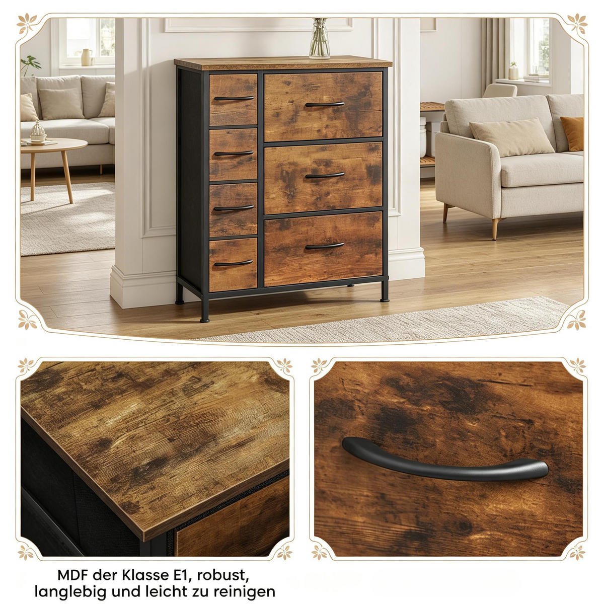 SIDEBOARD Rustikalbraun 63.5/30/73 cm - Wildeiche, Holz (63.5/73/30cm) - PANGIVO