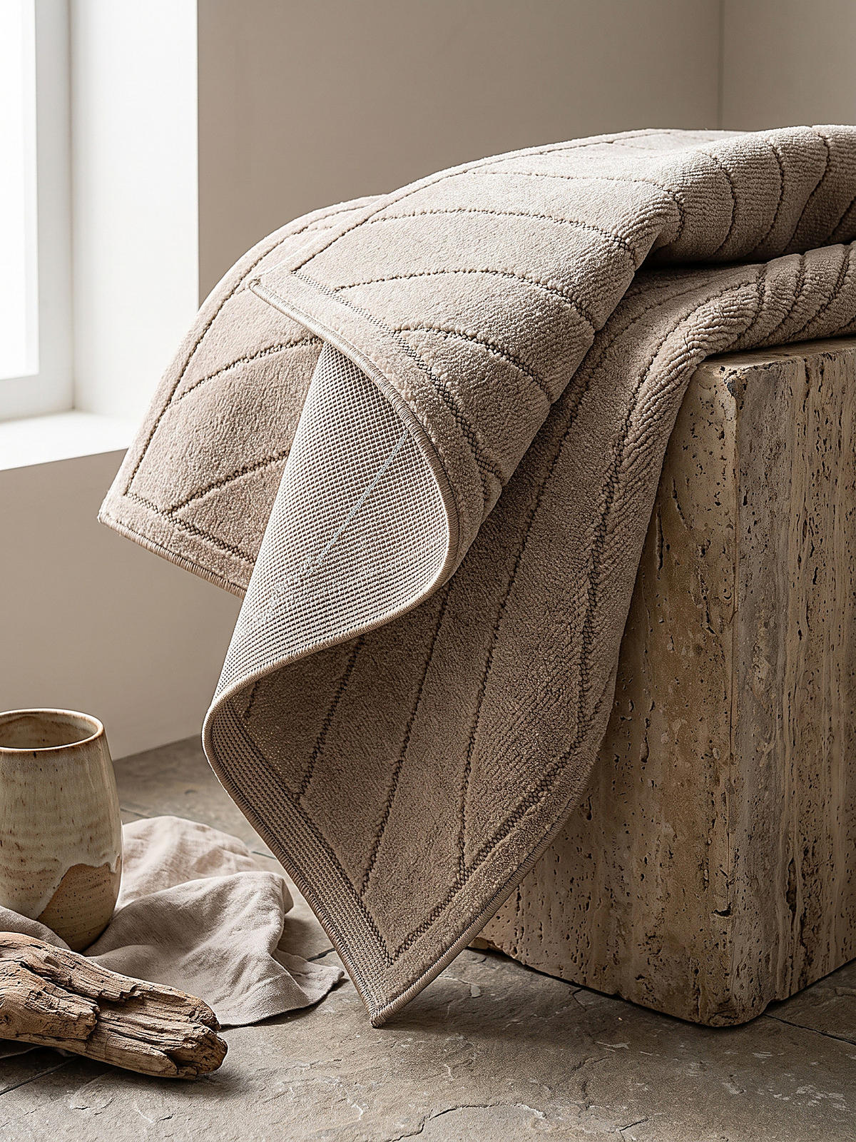 TEPPICH Outdoor, Fußbodenheizung-geeignet, mit Blattmotiv, aus Polypropylen, ENGADIN in Beige, 140 x 200 cm - Beige, Textil (140/200cm) - KADIMA DESIGN