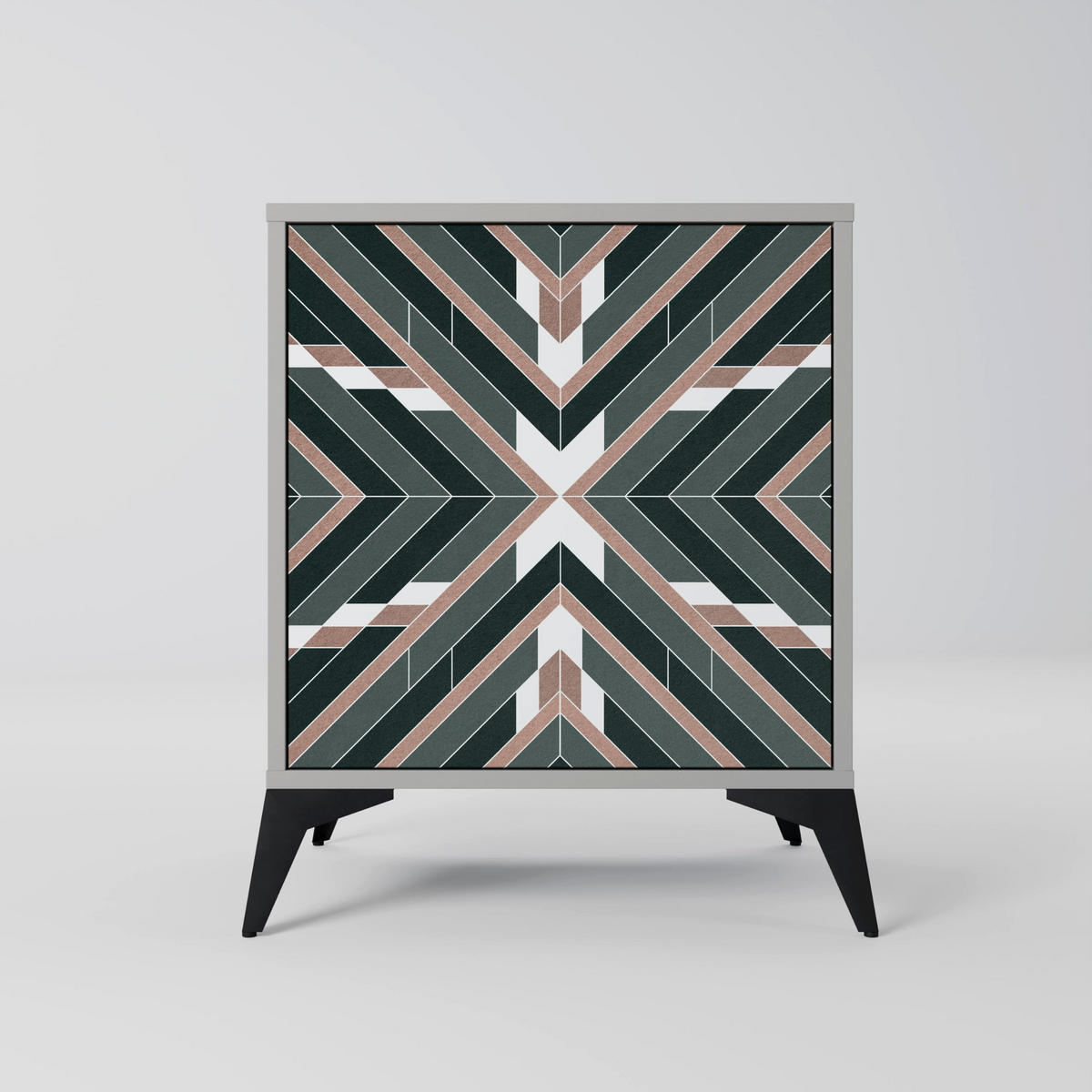 SIDEBOARD DIMENSION DELIGHTS, Grau, 57,5x42x67,5 cm, Schwarze Metall-Rahmenfüße - Multicolor/Schwarz, Holzwerkstoff/Metall (57.5/67.5/42cm) - SpaceRebels