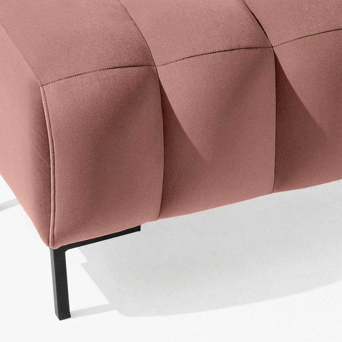 SITZHOCKER Polsterhocker PECCO, Veloursstoff - Beige/Schwarz, Holz/Textil (60/50/50cm) - KONSIMO®