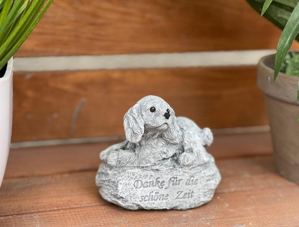 STEINFIGUR Hund Danke für die schöne Zeit, frostfest, Steinguss - Grau, Stein (8/10/6cm) - stoneandstyle