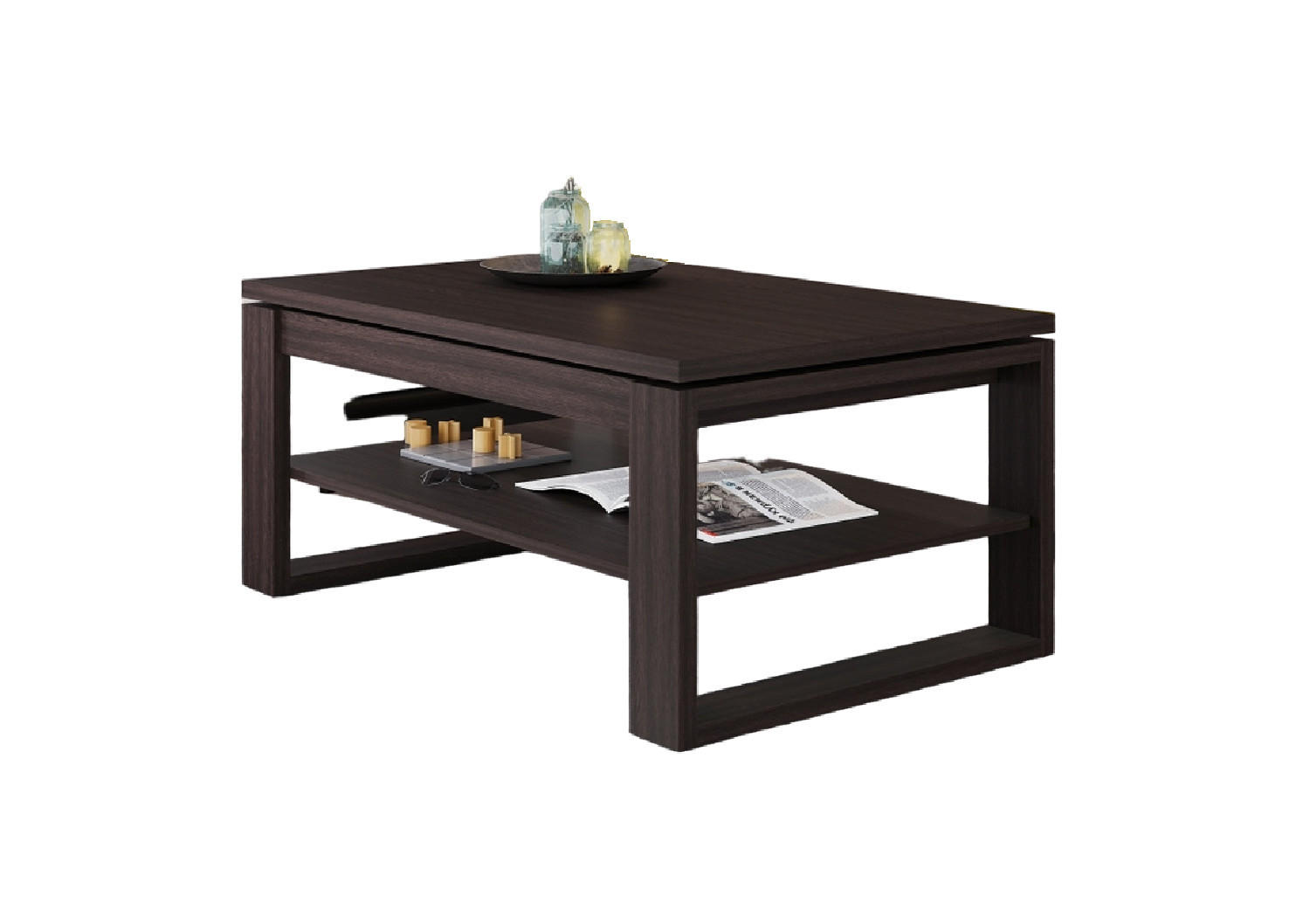 COUCHTISCH rechteckig Walnuss Wenge aufklappbar 110/65/50 cm - Walnussfarben, Holzwerkstoff (65/110/50cm) - designimpex