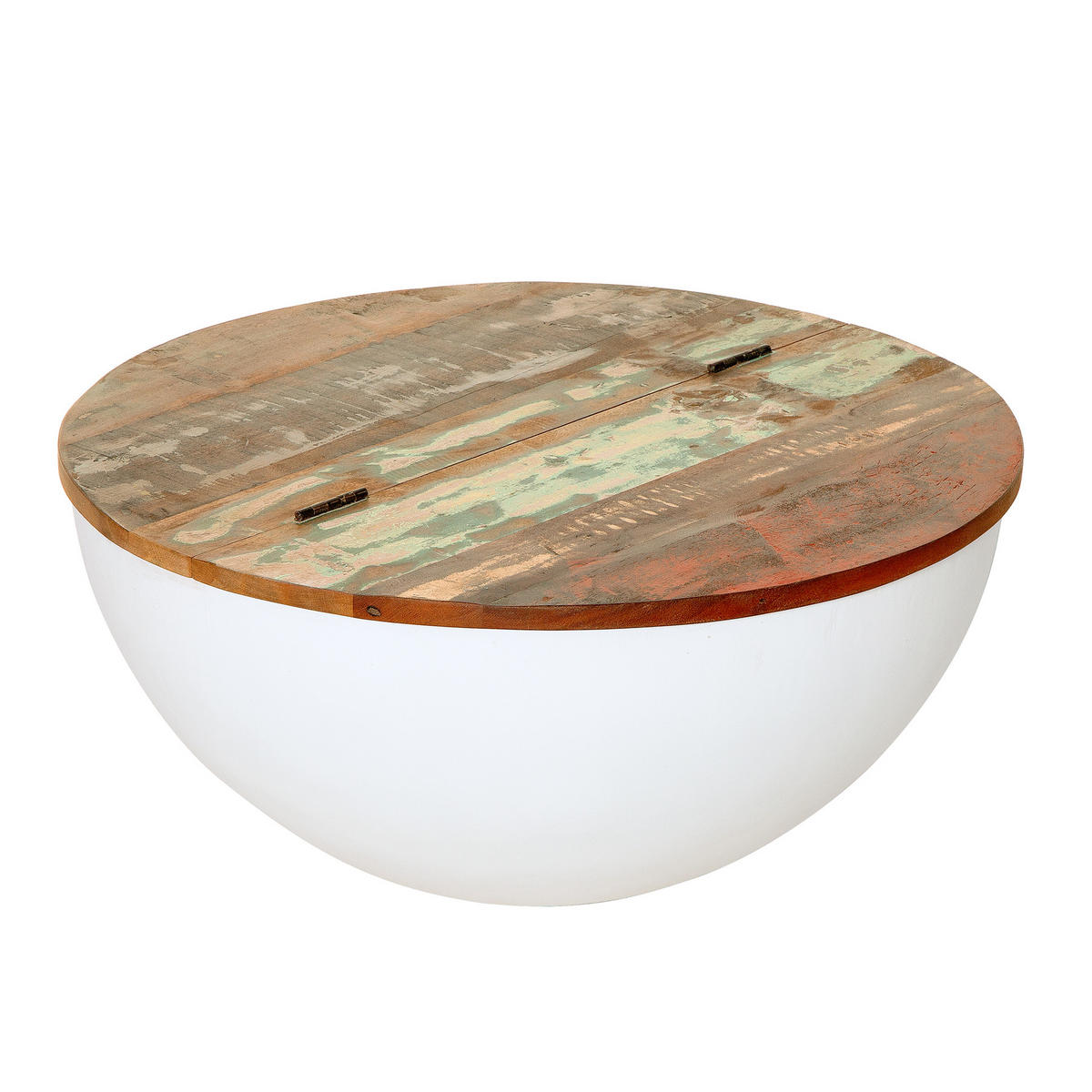 COUCHTISCH JAKARTA rund Mehrfarbig|Weiß 70cm - Goldfarben/Multicolor, Holz/Metall (70/70/33cm) - riess-ambiente