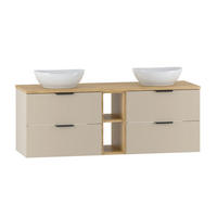 DOPPELWASCHTISCH 140.6cm Astrid Kaschmir und Holz - Beige, Holzwerkstoff (140.6/52.2/46.5cm) - Petits-meubles