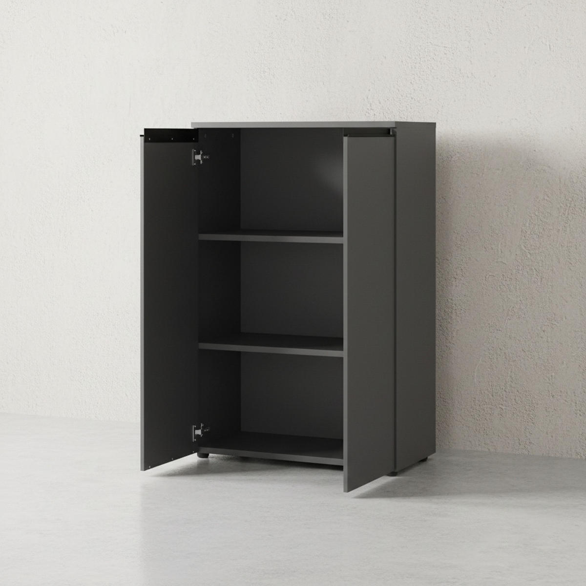 AKTENSCHRANK 2-türig Soft-Close, 3 Ordnerhöhen 81x120x40 cm Graphit - Schwarz, Holzwerkstoff (81/120/40cm) - KADIMA DESIGN