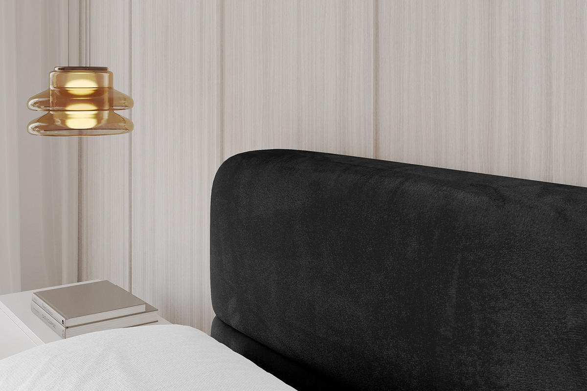 POLSTERBETT mit Bettkasten und Lattenrost, Boxbett ohne Matratze - ELVA-v1 200x200 Schwarz - Schwarz, Holzwerkstoff/Textil (200/200cm) - ALTDECOR