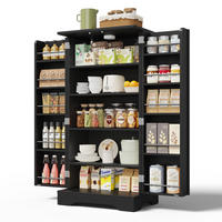 HOCHSCHRANK 2-türig aus MDF mit LED-Sensorlicht, moderner Stauraum für Küche und Wohnraum, 120/60/40 cm, Schwarz - Schwarz, Holzwerkstoff (60/120/40cm) - Redom