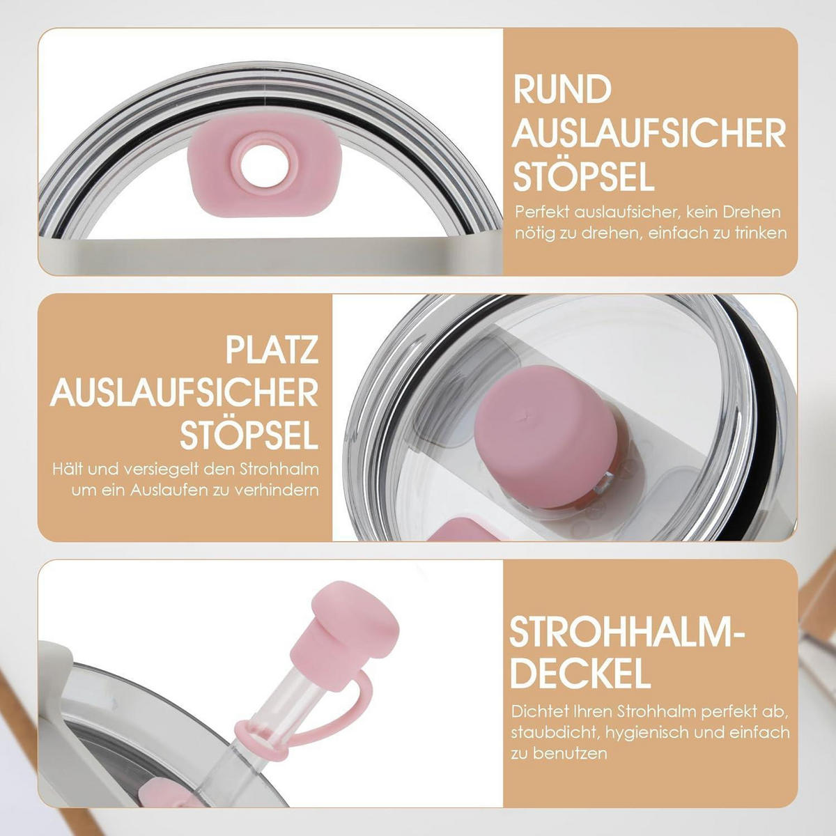 BECHERZUBEHÖR 6-teiliges Set Rosa - Rosa, Kunststoff (2/6.5/2cm)