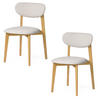ESSZIMMERSTUHL Theo 2er Set, Natur Eiche + beiger Stoff - Creme, Holz (48.5/79/53.2cm) - WOODEK