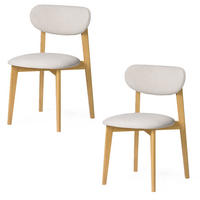 ESSZIMMERSTUHL Theo 2er Set, Natur Eiche + beiger Stoff - Creme, Holz (48.5/79/53.2cm) - WOODEK