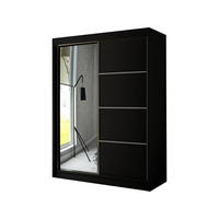 SCHIEBETÜRENSCHRANK RABI - Schwarz, Holzwerkstoff (120/215/61cm) - Meblini