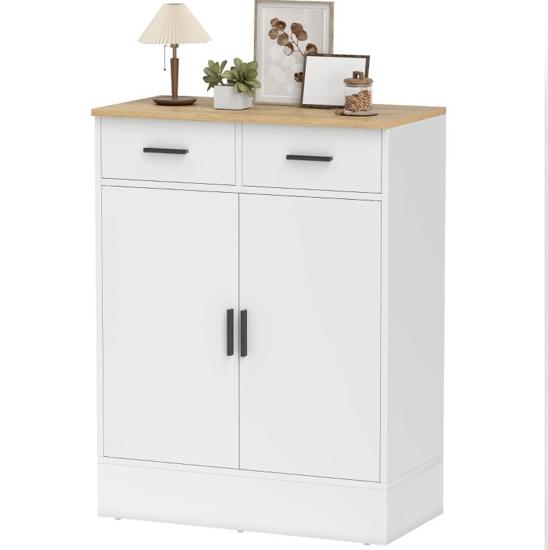 SIDEBOARD 68,6/35/90,3 cm aus Holzwerkstoff mit verstellbarem Einlegeboden Weiß/Natur - Weiß, Holz (68.6/90.3/35cm) - Modenvie