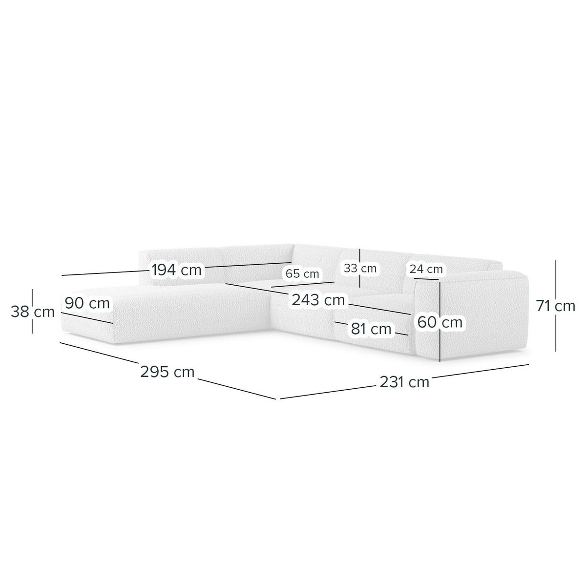 3-SITZER ECKSOFA mit Recamiere - Beige/Schwarz, Kunststoff/Textil (295/231cm) - home24