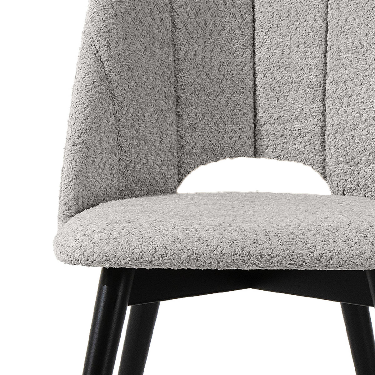 POLSTERSTUHL TINO Wohnzimmerstühl, 2-er Set, Bouclé - Schwarz/Grau, Holz/Textil (48/86/44cm) - KONSIMO®