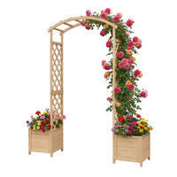 ROSENBOGEN Natur Tannenholz mit 2 Pflanzkübeln - Beige, Holz (180/206/40cm) - Relaxdays