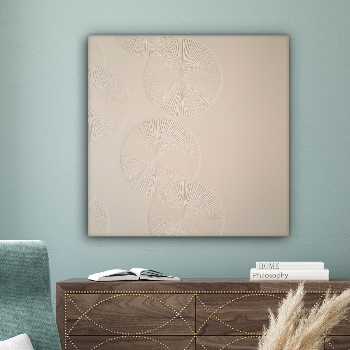 LEINWANDBILD Japandi - Beige - Modern Deko Groß 90x90 cm - Ecru, Textil (90/90cm) - MuchoWow