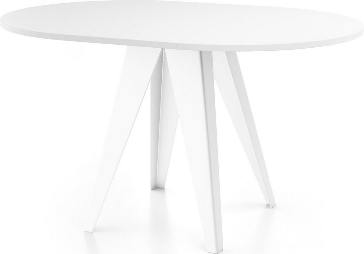 ESSTISCH Griffin runder ausziehbarer, Weiß 90-130/100/76 cm - Weiß, Holzwerkstoff/Metall (90/90/76cm) - WFL GROUP