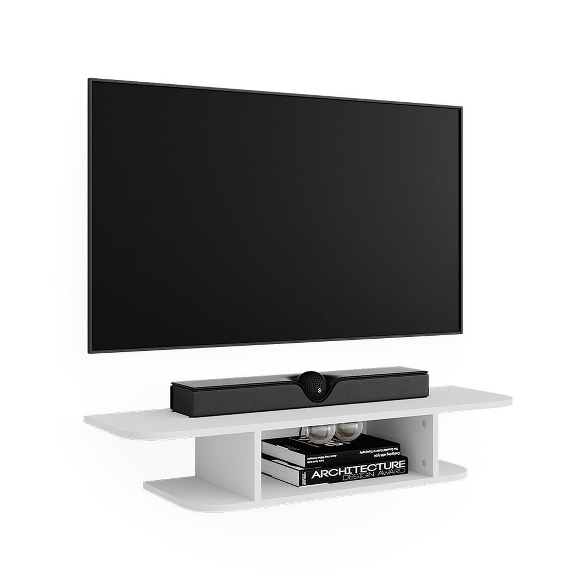 TV-SCHRANK Lorio Weiß 105 x 18.2 cm offene Fächer - Weiß, Holzwerkstoff (105/18.2/30cm) - Vicco