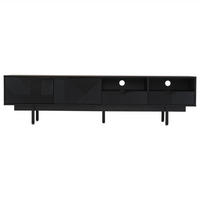 TV-ELEMENT200CM schwarz für 90ZollTV mit Stauraum und Kabelmanagement - Schwarz, Holz (52.07/12.19/115.06cm) - Raelunyi