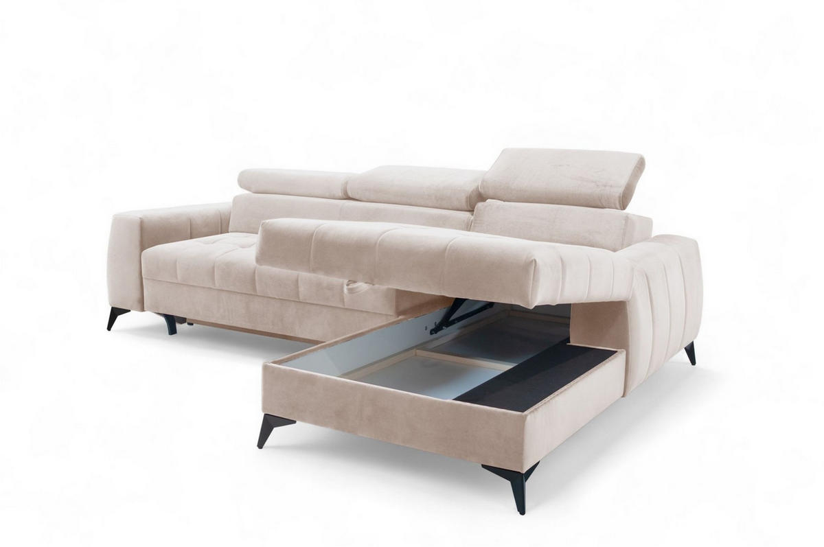 ECKSOFA Agnesa Xs In Salvador - Beige, Holzwerkstoff/Textil (260/200cm) - Fun Möbel