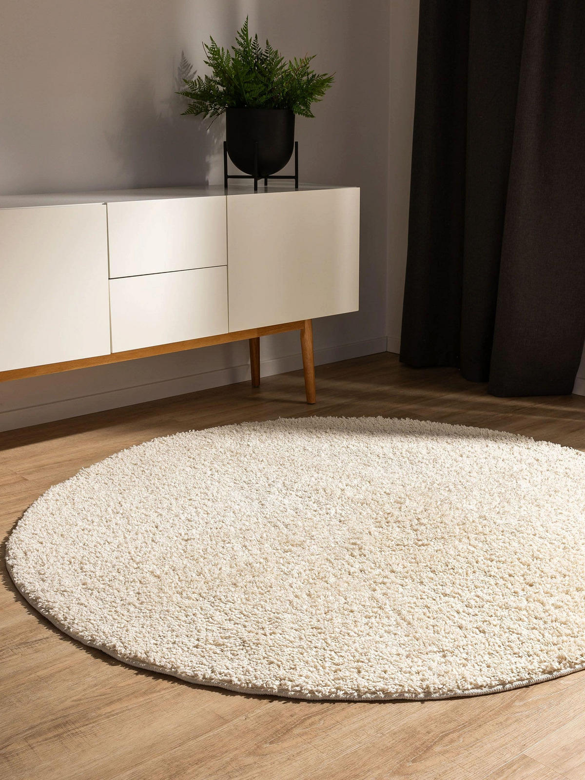 HOCHFLORTEPPICH Soho Cream ø 200 cm rund - Creme, Kunststoff (200/200cm) - benuta