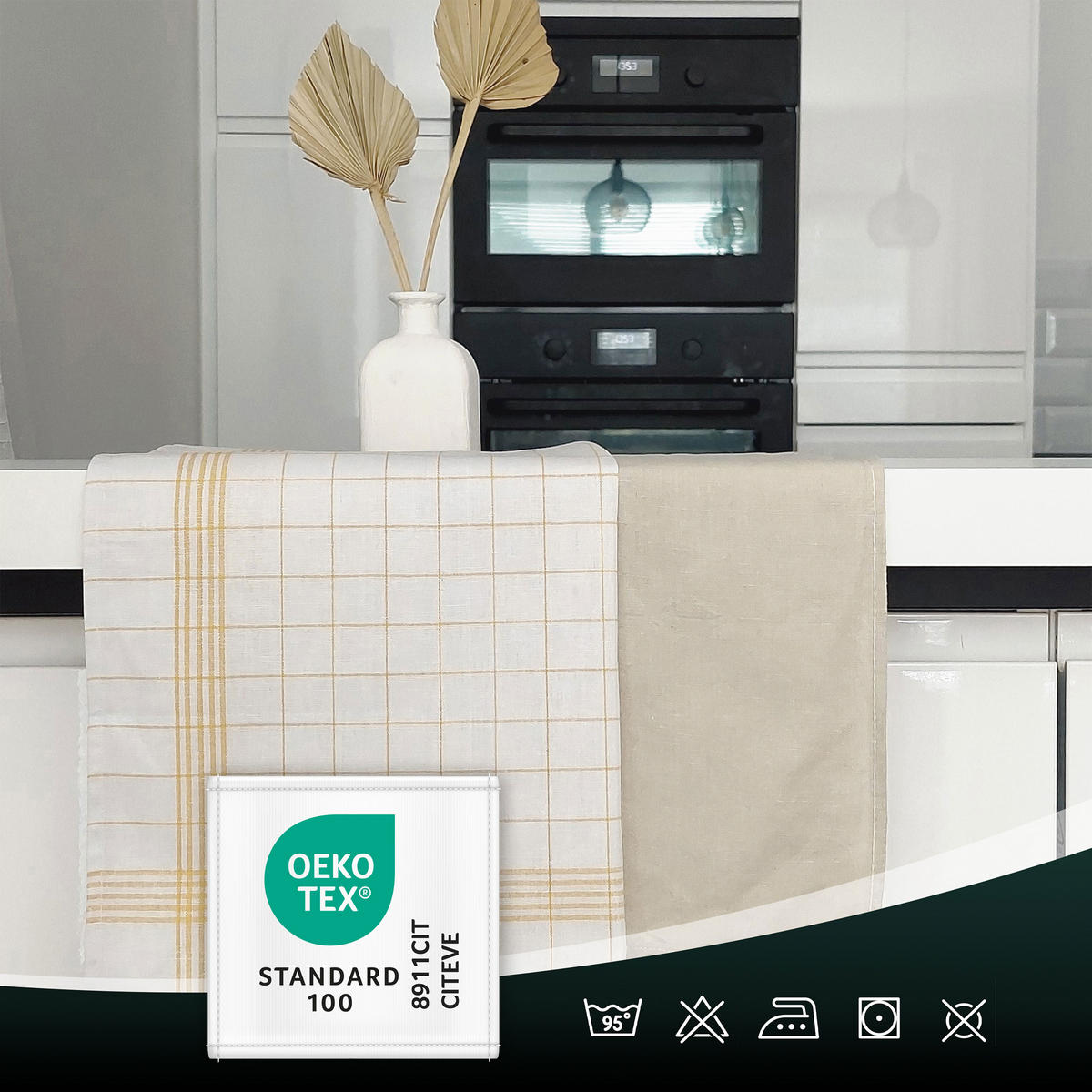 GESCHIRRTÜCHER, 5er-Set, 50x70 cm, 50% Baumwolle, 50% Leinen, Gelb - Gelb, Textil (50/70cm) - Zollner