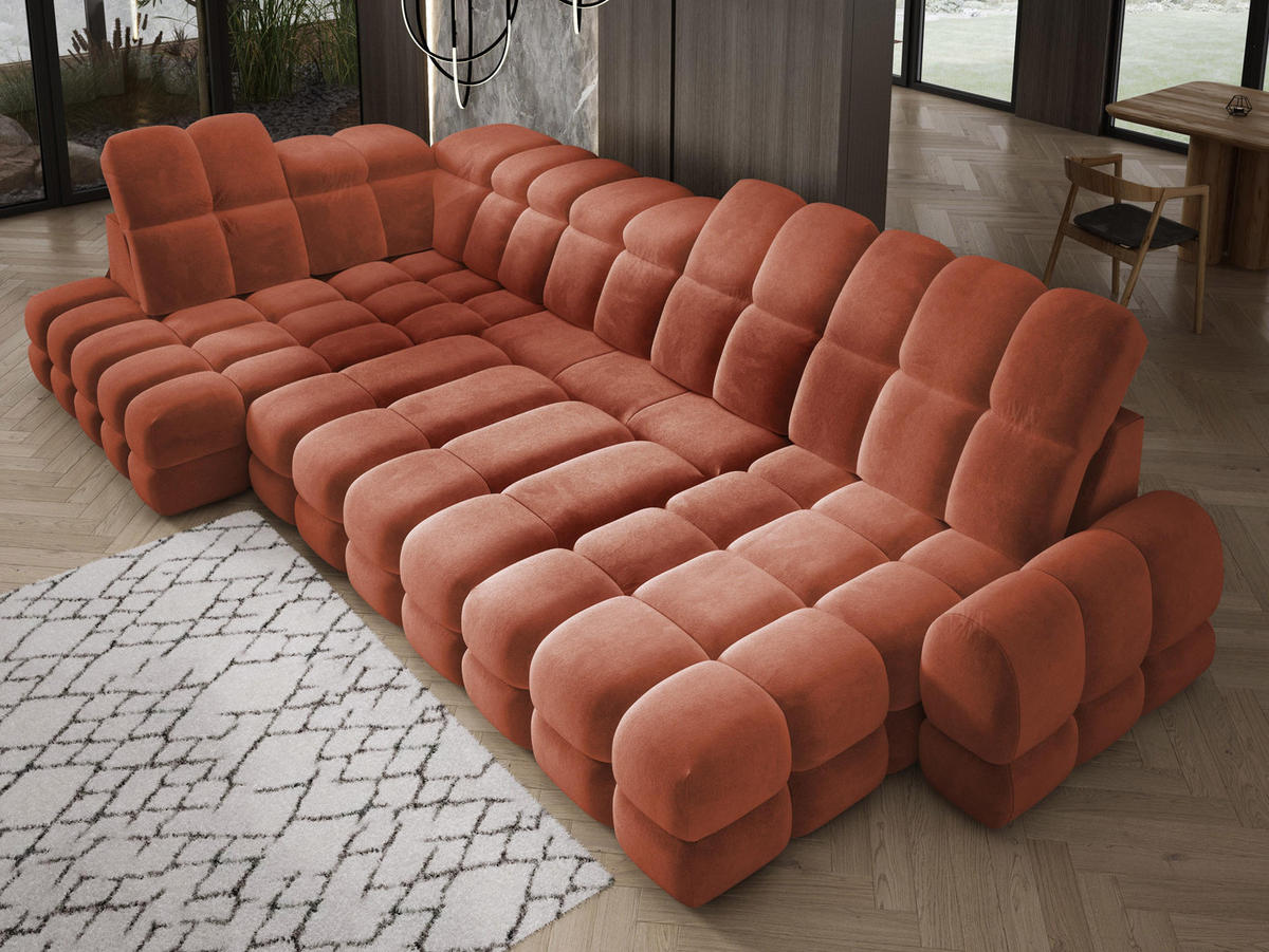 ECKSOFA TOLLO Salvador-stoff U-form 400x217x105 cm rustikal - Wildeiche, Holz/Textil (400/217cm) - DomoHome