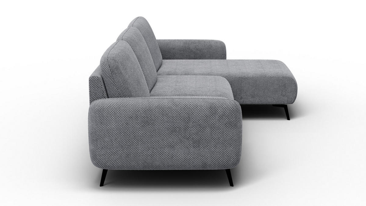 ECKSOFA FEBE 4-Sitzer rechts, grau - Schwarz/Grau, Holz/Textil (264/157cm) - Courtois Laville