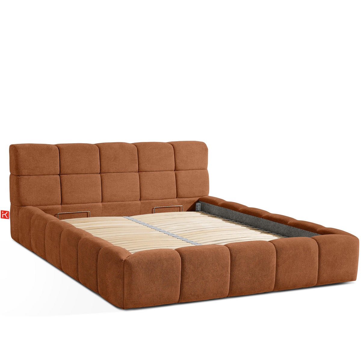 POLSTERBETT AERI 140/160/180/200 mit Rahmen und Bettkasten, orange - Orange, Holz/Holzwerkstoff (160/200cm) - KONSIMO®