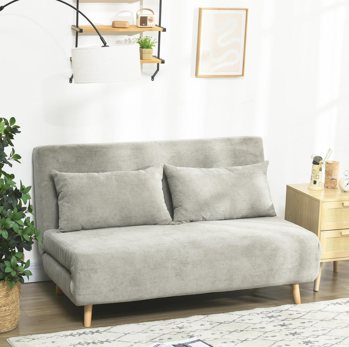 SCHLAFSOFA mit Schlaffunktion 141 x 90 x 81 cm Polyester Grau - Grau, Holzwerkstoff (141/81/90cm) - Meubliv