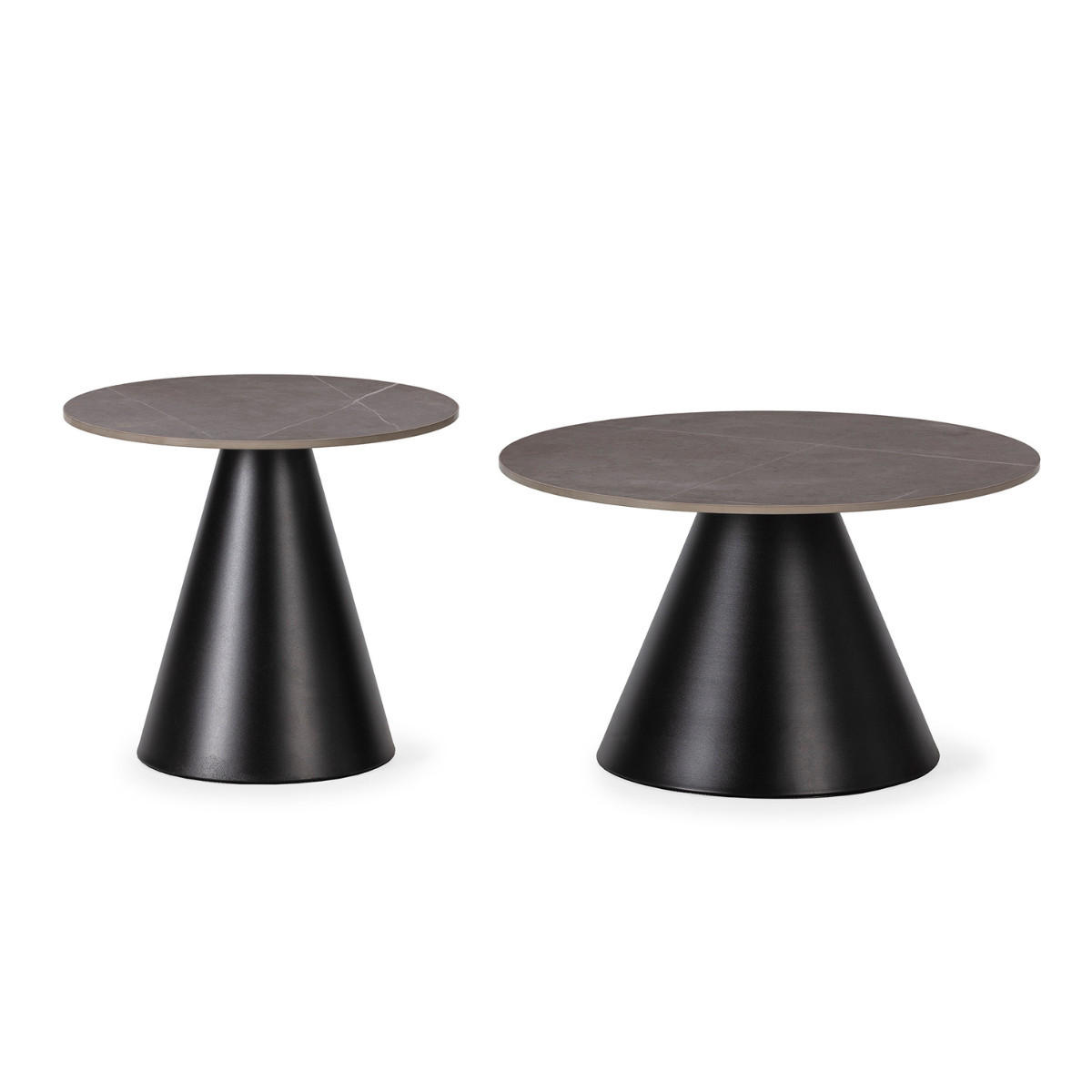 COUCHTISCH (2er-Set) in grau - louna 70/70/40 cm - Schwarz, Metall (70/70/40cm) - Calicosy