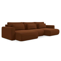 WOHNLANDSCHAFT Samt Stoff Orange - Terracotta/Schwarz, Kunststoff/Textil (340/82/149cm) - Makamii