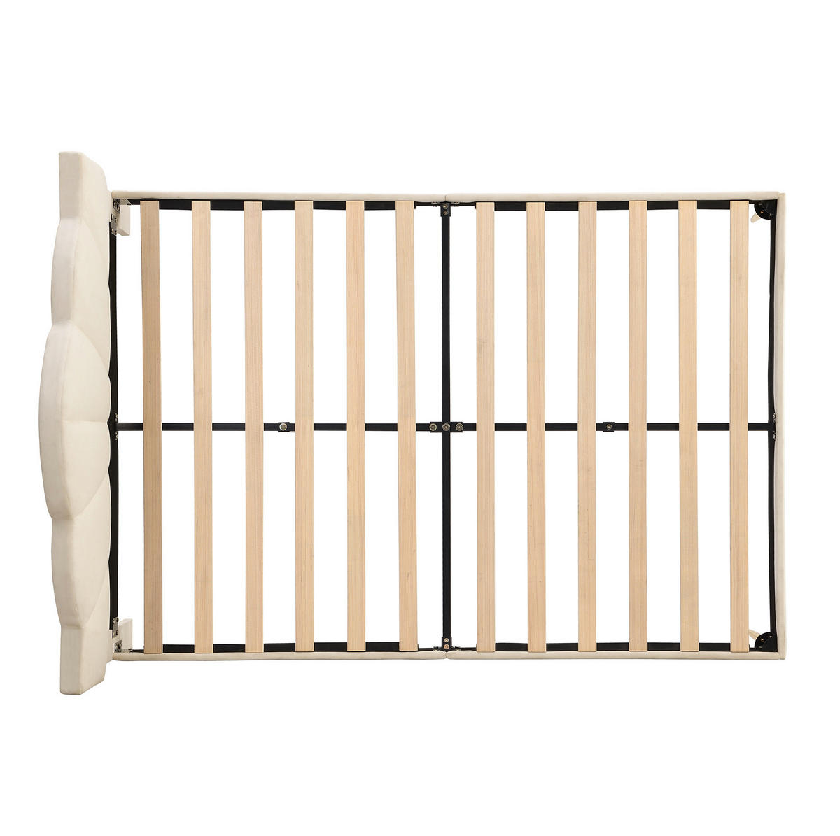 POLSTERBETT 140/200 cm aus Samt mit verstellbarem Kopfteil und goldfarbenen Metallbeinen, Beige - Beige, Textil (140/200cm) - Redom