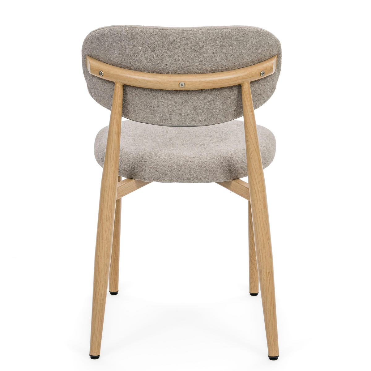 STUHL ALMO gepolstert Beine in Holzoptik - hellgrau - Boucle - Eichefarben/Hellgrau, Textil/Metall (47/77/54cm) - NEW HOME