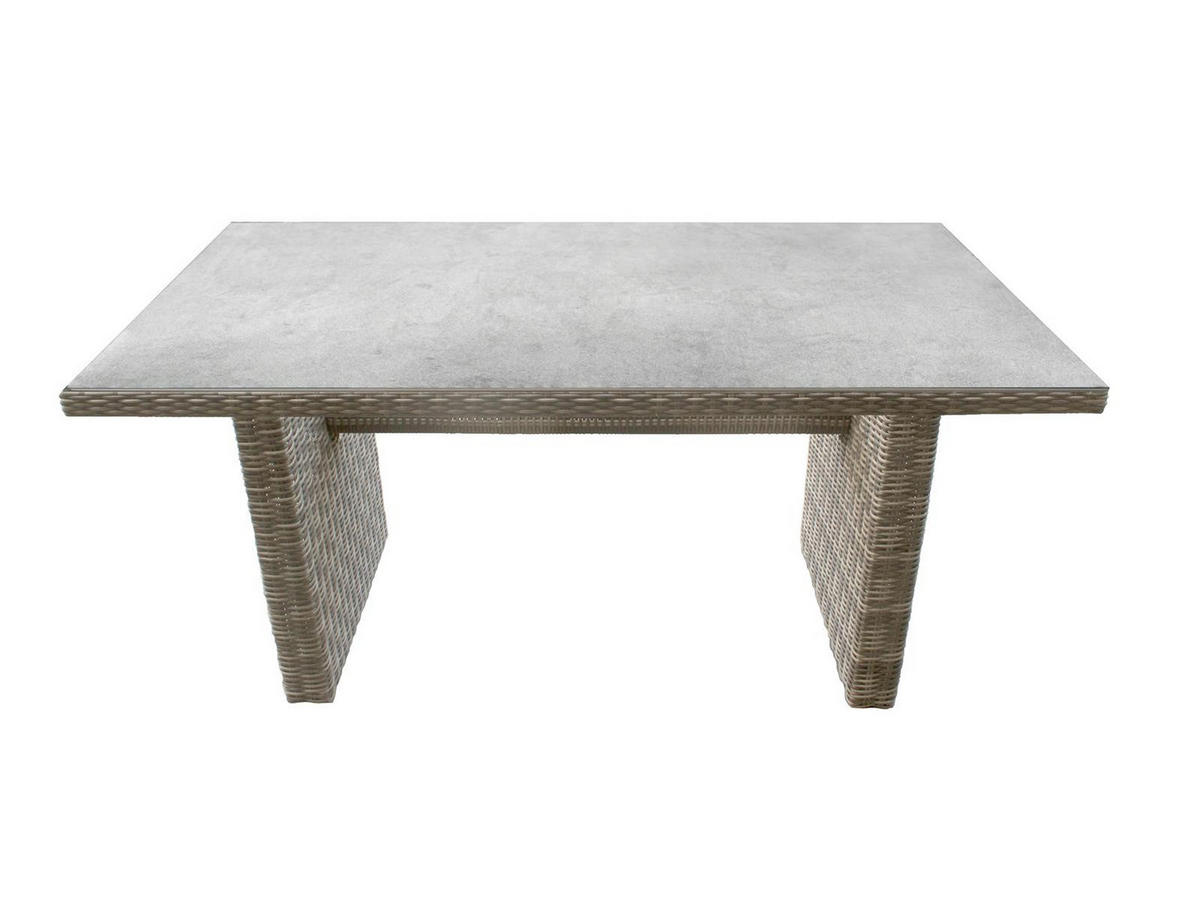 GARTEN-ESSGRUPPE Ria Braun Polyrattan für 4 Personen - Grau, Kunststoff - Green Spirit