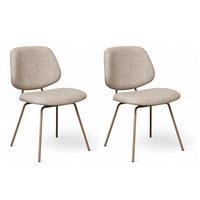 STUHL-SET 2 Stück in Teddystoff Beige - Beige/Schwarz, Textil/Metall (50/82/58cm) - Furnhouse
