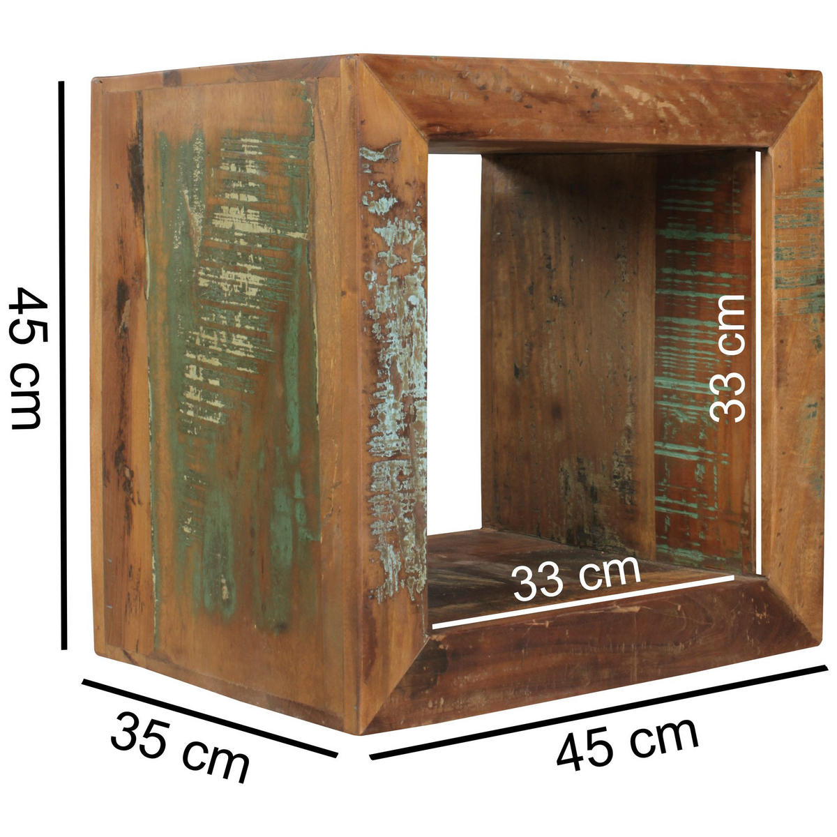 BEISTELLTISCH – Quadratisch Mango Massivholz 45x45x35 cm Shabby Chic - Braun, Holz (35/45/45cm) - KADIMA DESIGN