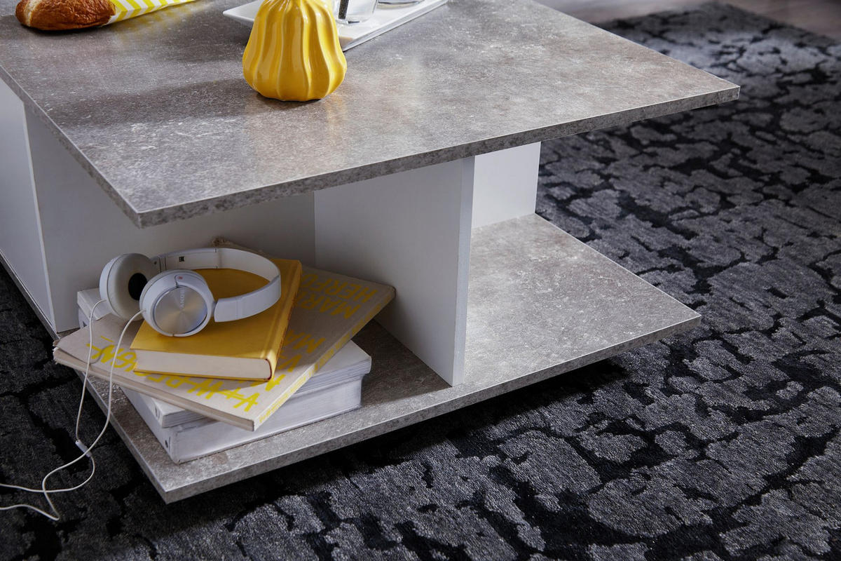 COUCHTISCH mit Rollen, Melaminharzbeschichtung und 2 Schubladen, Grau 70x70x36 cm - Grau, Holz (70/70/36cm) - KADIMA DESIGN