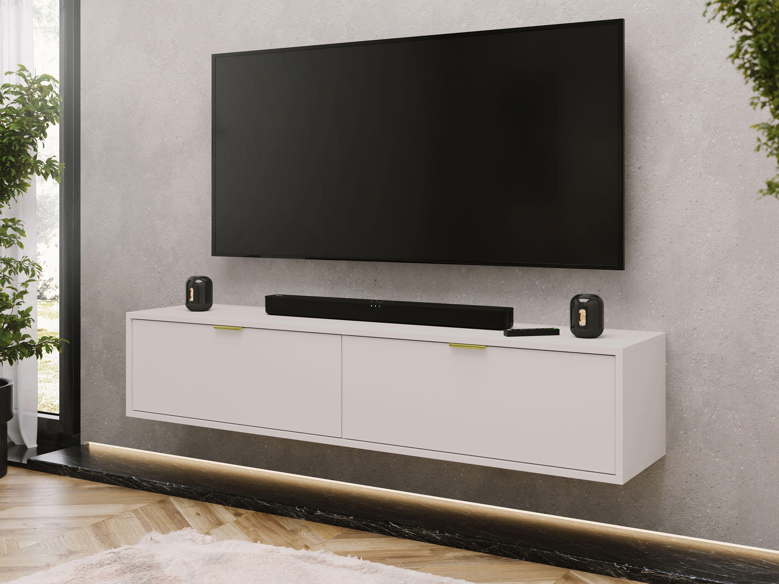 TV-LOWBOARD Senna 175 - Kaschmir/Goldfarben, Holzwerkstoff/Metall (175/30/33cm) - MIRJAN24