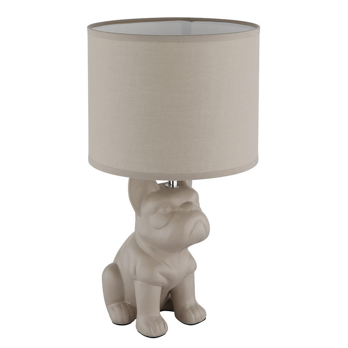 TISCHLEUCHTE Keramik Sandfarben Hunde Design - Beige, Textil (22/22/40cm) - Globo Lighting