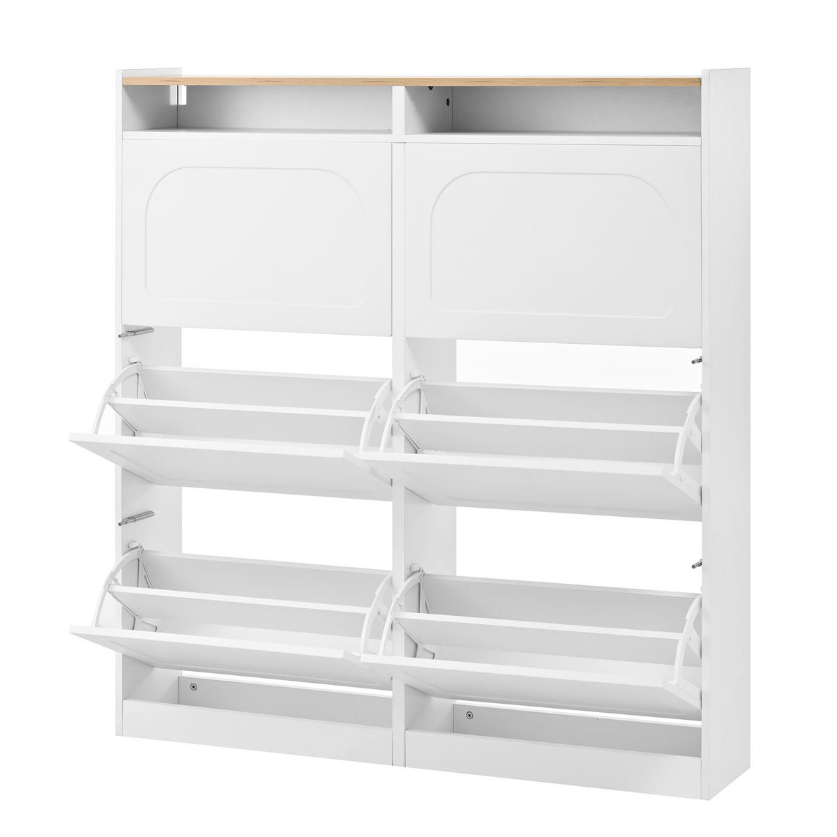 SCHUHSCHRANK aus Spanplatte 120x24x130cm in Weiß mit LED-Beleuchtung - Weiß, Holzwerkstoff (120/130/24cm) - Modfu