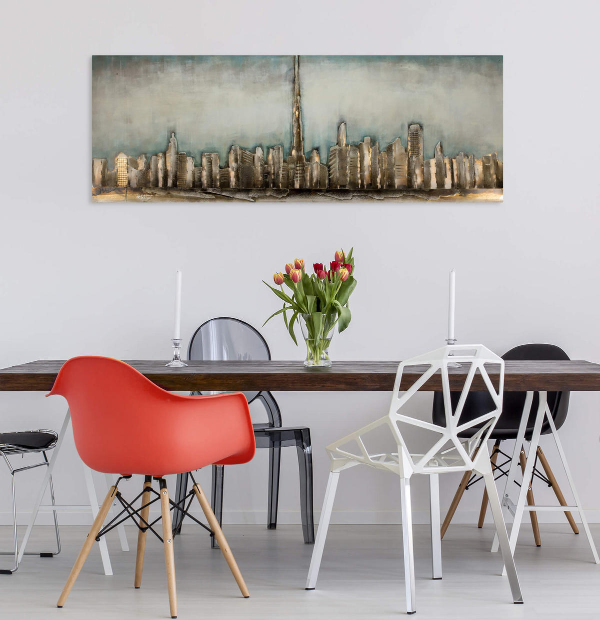 METALLBILD Weiß 150/50 cm - Weiß, Metall (6.4/50cm) - KUNSTLOFT