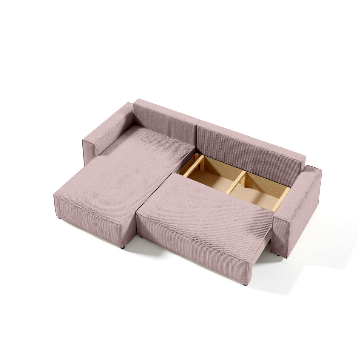 ECKSOFA Couch Sofagarnitur Sekwana L-form Rosa - Pink, Naturmaterialien (294/185cm) - Fedve