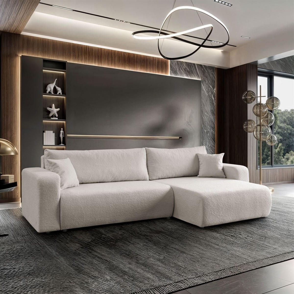 ECKSOFA VESPO XL mit Schlaffunktion und Bettzeugkasten - Beige, Textil (267/143cm) - Lookway