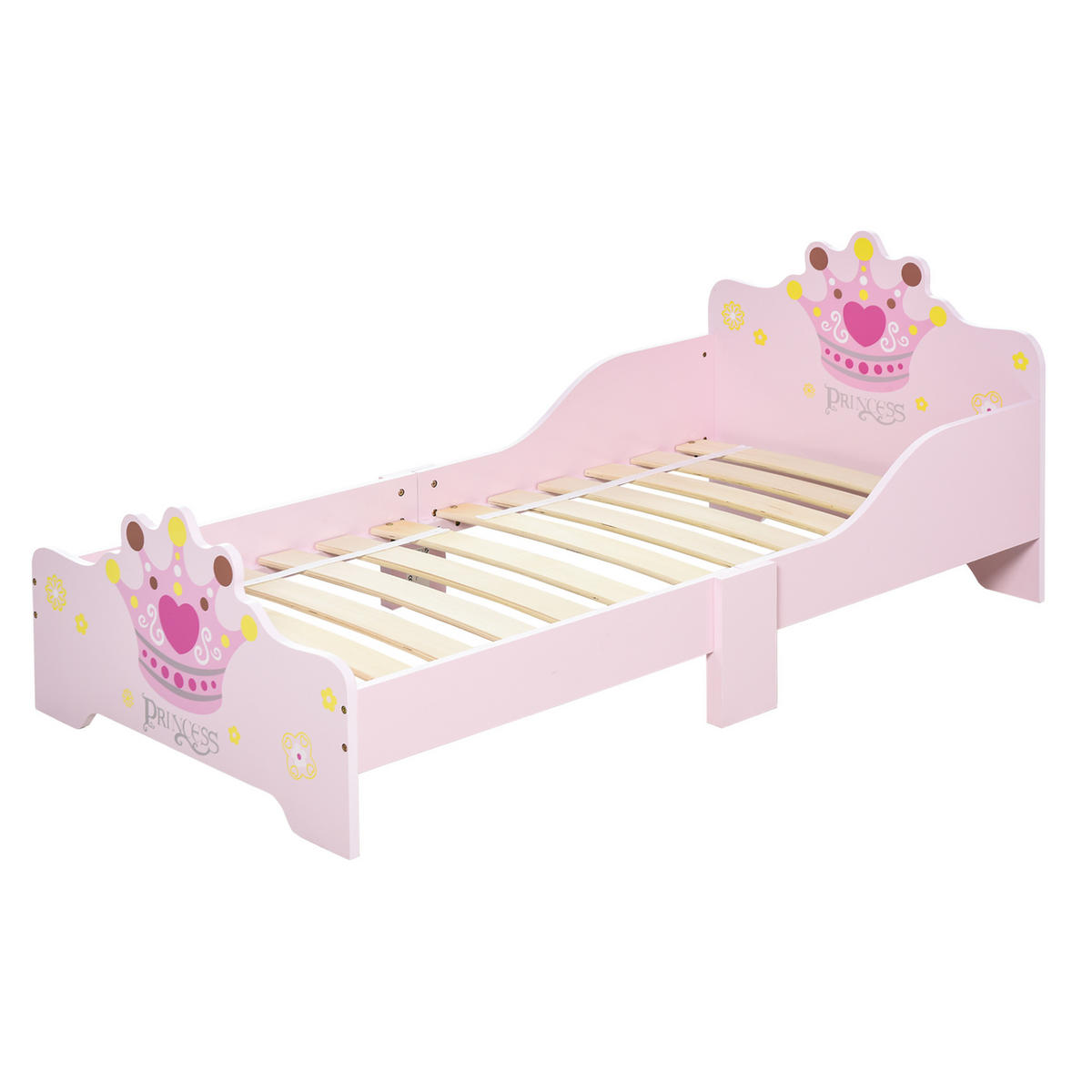 KINDERBETT 140x70 cm DE-14534 mit Prinzessinnen-Krone Rosa - Pink, Holzwerkstoff (70/140cm) - ComfortXL