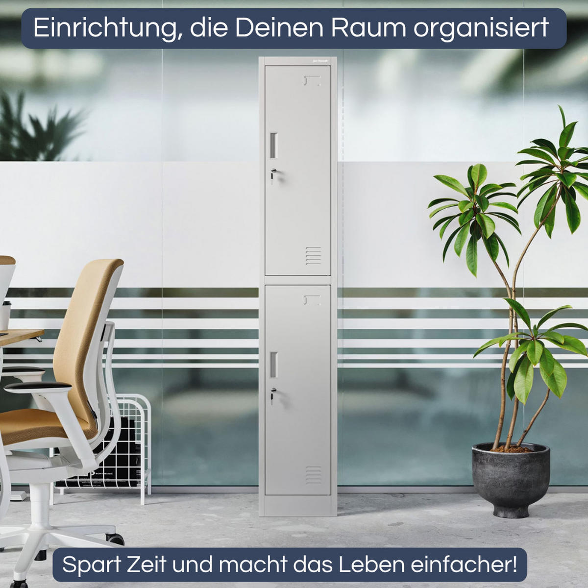 UMKLEIDESCHRANK Spind IGOR 2 Abteile 185x31,7x45cm Grau - Grau, Metall (31.7/185/45cm) - Jan Nowak
