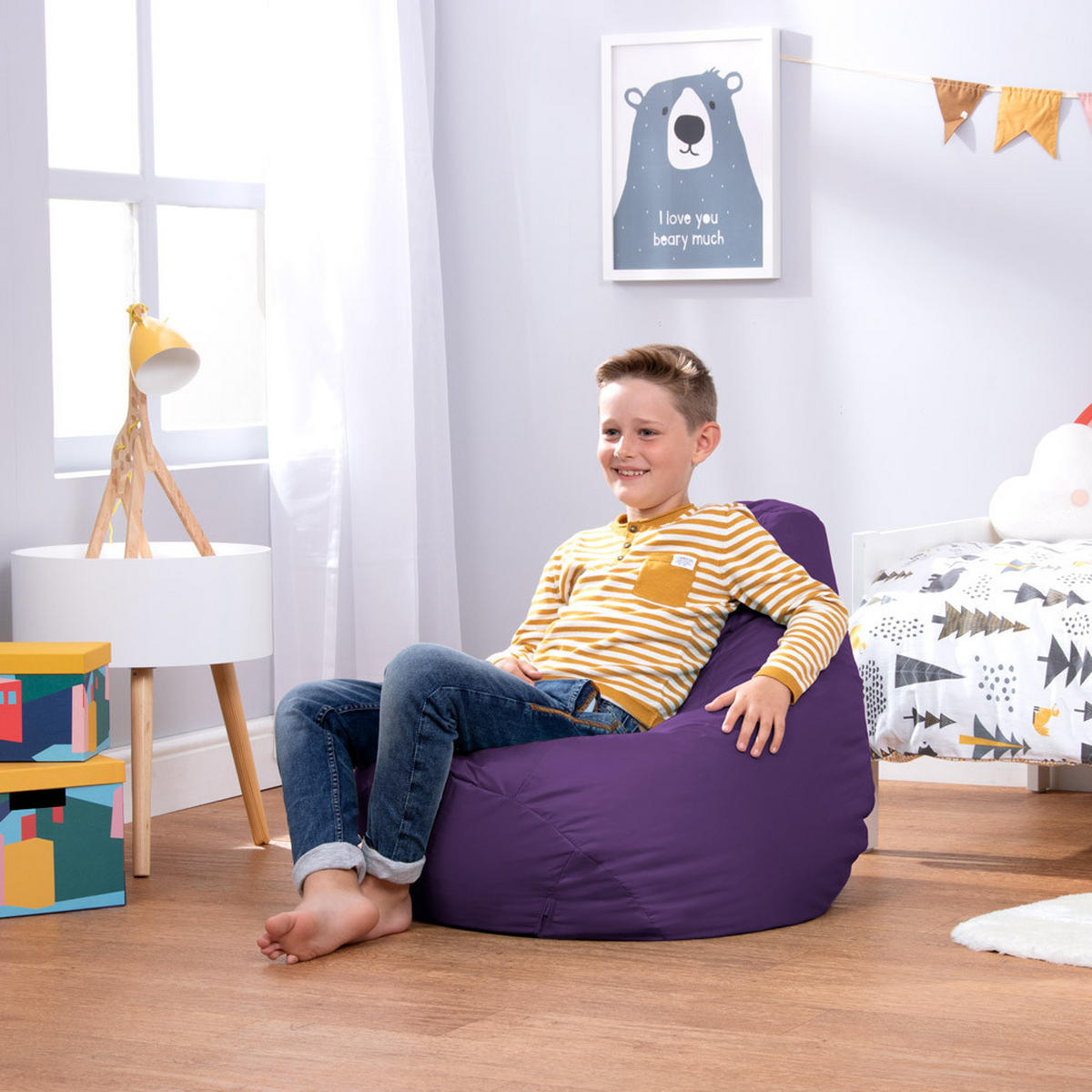 OUTDOORSITZSACK Liegestuhl für Kinder - Lila, Kunststoff (69/59/65cm) - Veeva