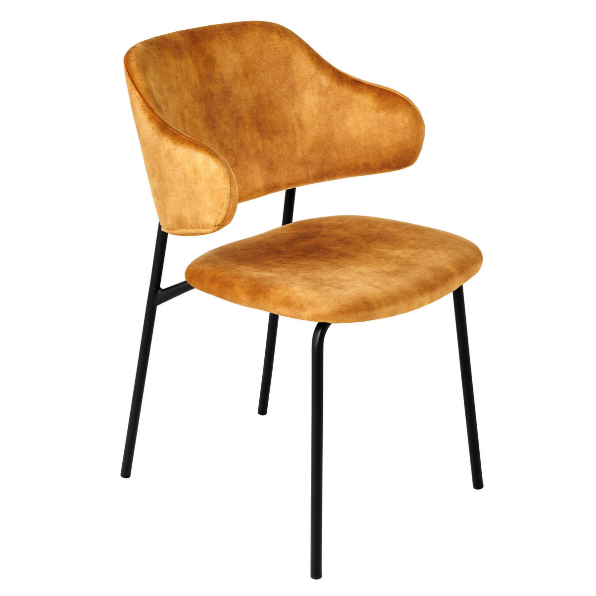 STUHL VOGUE Samt Senfgelb 85 cm - Gelb/Schwarz, Textil/Metall (54/83/57cm) - riess-ambiente